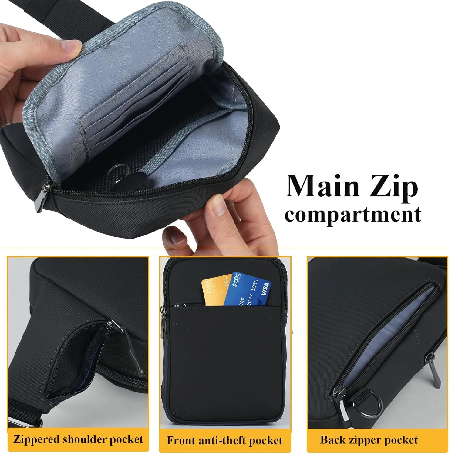 BROADREAM Upgrated Mini Sling Bag Small Crossbody Bags with RFID Blocking Waterproof Phone Chest Bag for Travel