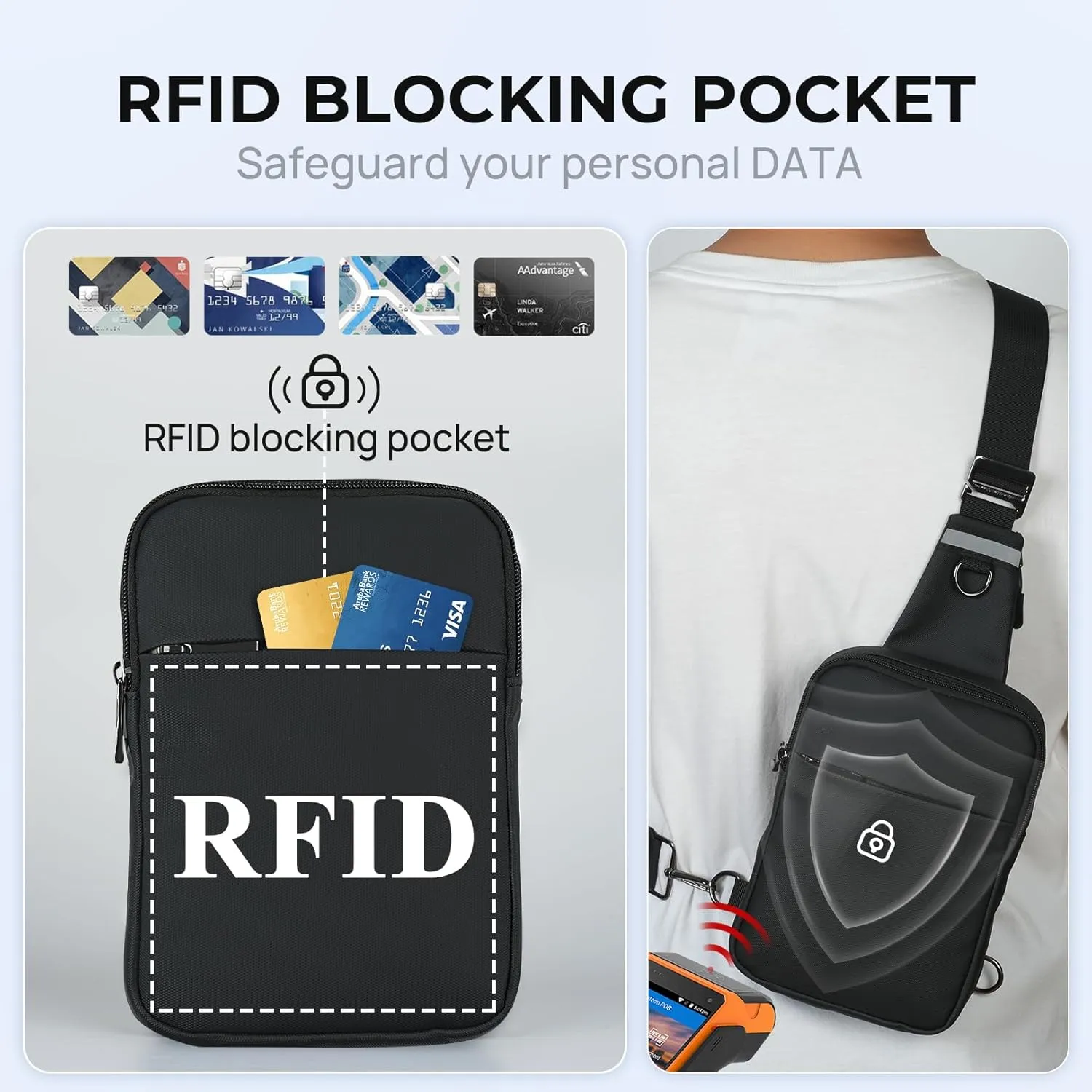 BROADREAM Upgrated Mini Sling Bag Small Crossbody Bags with RFID Blocking Waterproof Phone Chest Bag for Travel