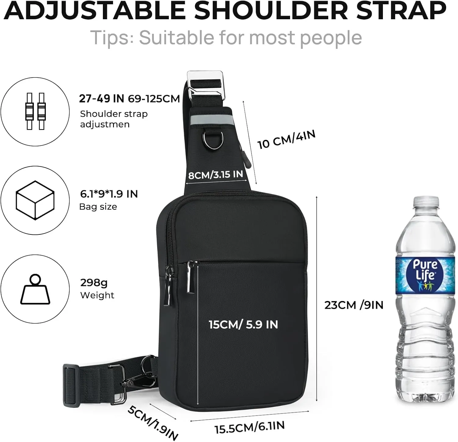 BROADREAM Upgrated Mini Sling Bag Small Crossbody Bags with RFID Blocking Waterproof Phone Chest Bag for Travel