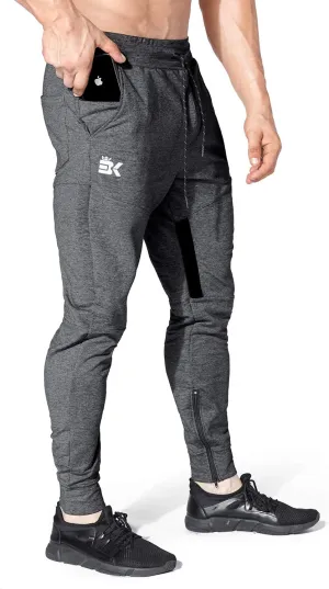 BROKIG Mens Gym Jogger Pants,Casual Slim Workout Sweatpants with Zipper Pockets Bodybuilding Athletic Pants