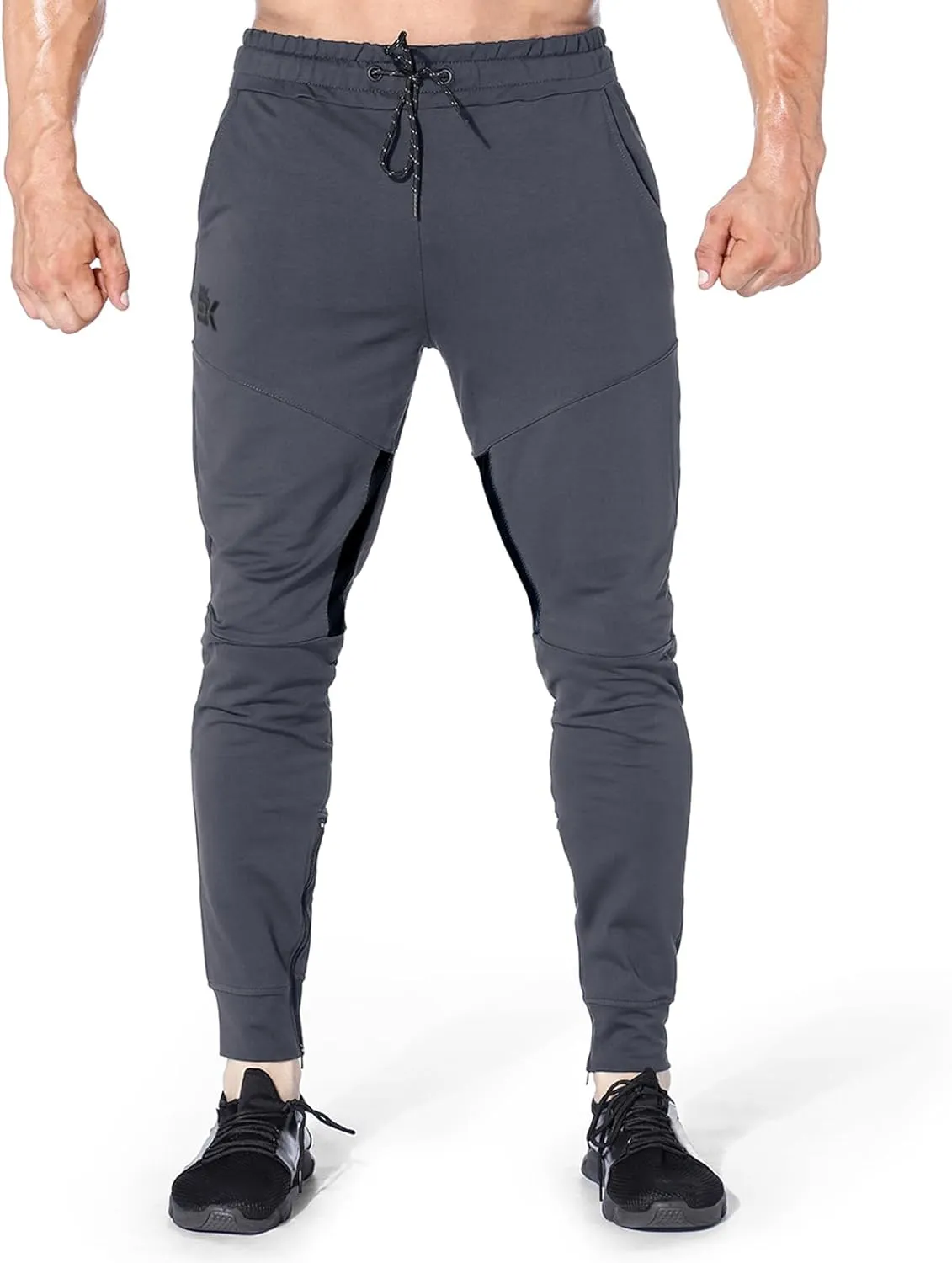 BROKIG Mens Gym Jogger Pants,Casual Slim Workout Sweatpants with Zipper Pockets Bodybuilding Athletic Pants