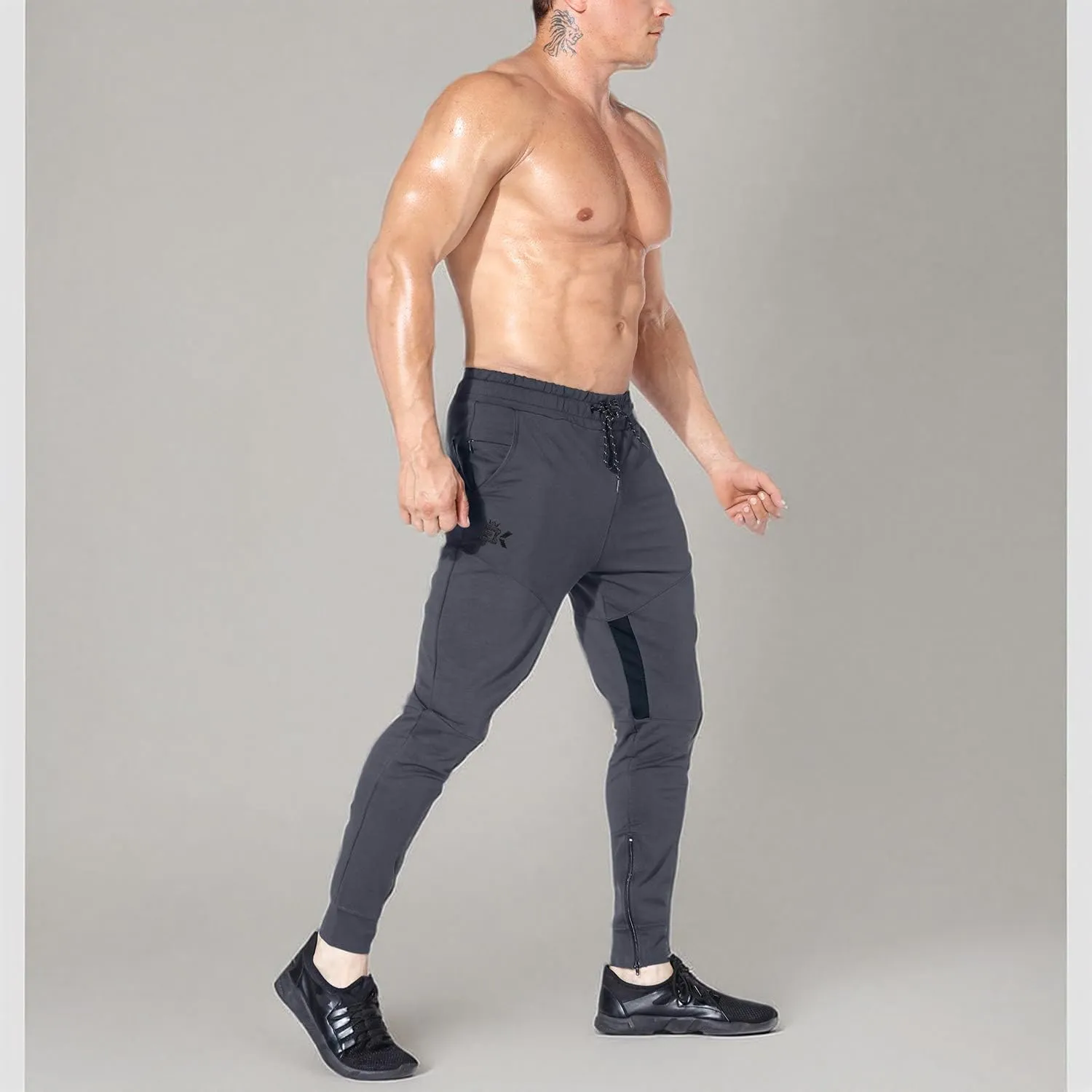 BROKIG Mens Gym Jogger Pants,Casual Slim Workout Sweatpants with Zipper Pockets Bodybuilding Athletic Pants