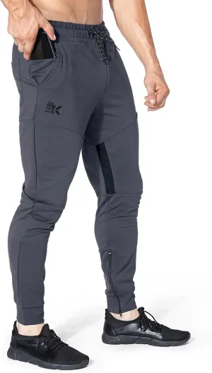 BROKIG Mens Gym Jogger Pants,Casual Slim Workout Sweatpants with Zipper Pockets Bodybuilding Athletic Pants