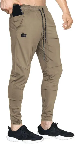 BROKIG Mens Lightweight Gym Jogger Pants,Men's Workout Sweatpants with Zip Pocket