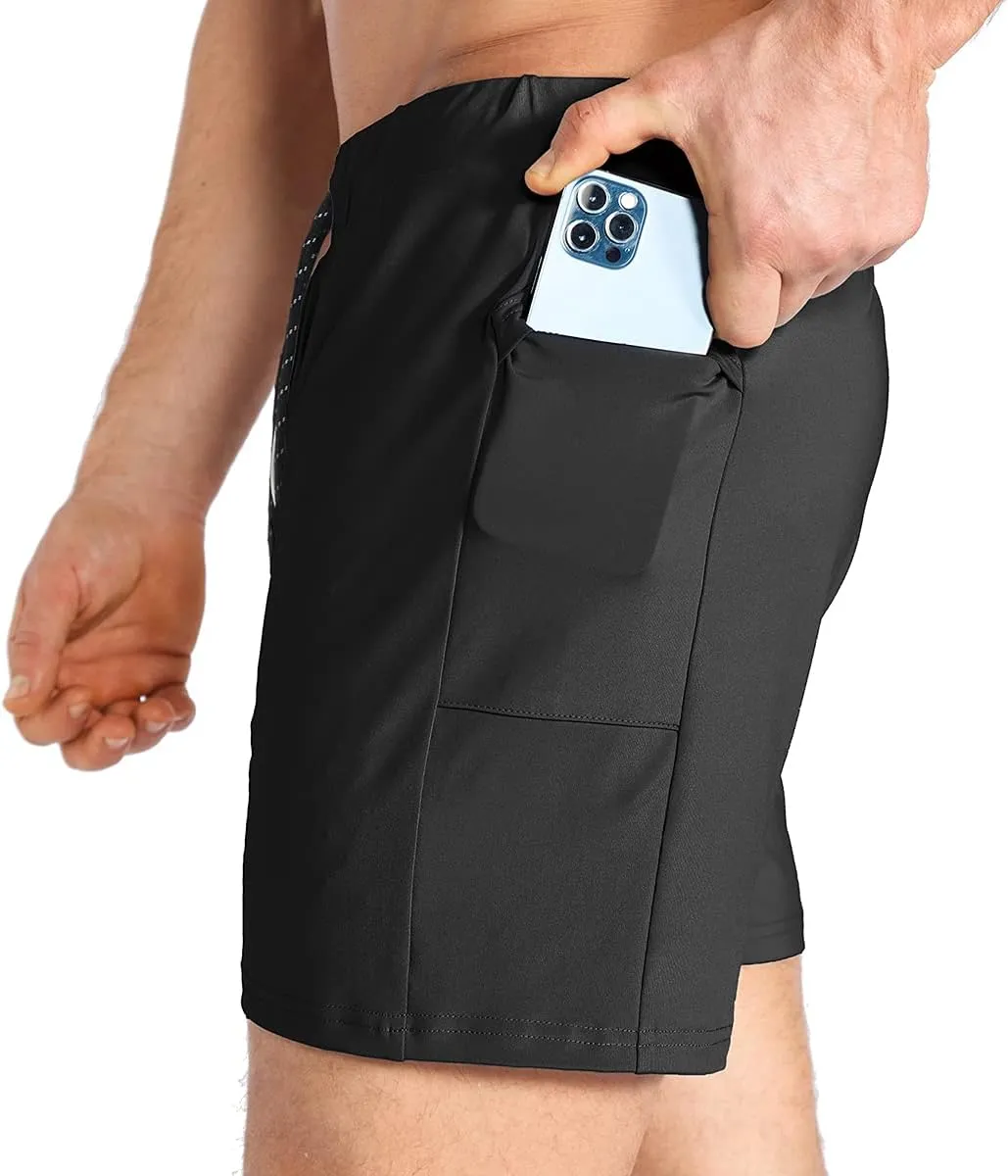 BROKIG Men's Lightweight Gym Shorts,Bodybuilding Quick Dry Running Athletic Workout Shorts for Men with Pockets