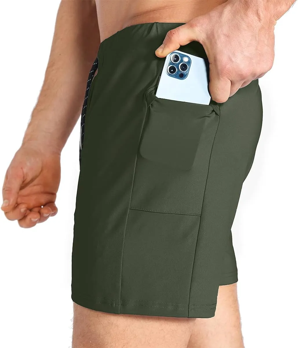 BROKIG Men's Lightweight Gym Shorts,Bodybuilding Quick Dry Running Athletic Workout Shorts for Men with Pockets