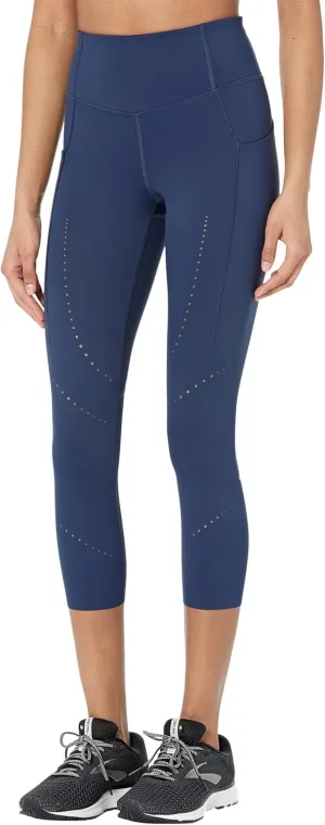 Brooks Women's Method 3/4 Tights - Purple, S-XXL - Fitted Capri Leggings - Quick-Dry, Stretchable - Yoga, Jogging, Running