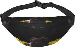 Bumbag Fanny Pack for Women Men Waist Pack Fashion Bum Bag Two Rabbits in Garland Waist Bag for Sport Hiking Travel, Sunflower and Dog, One Size