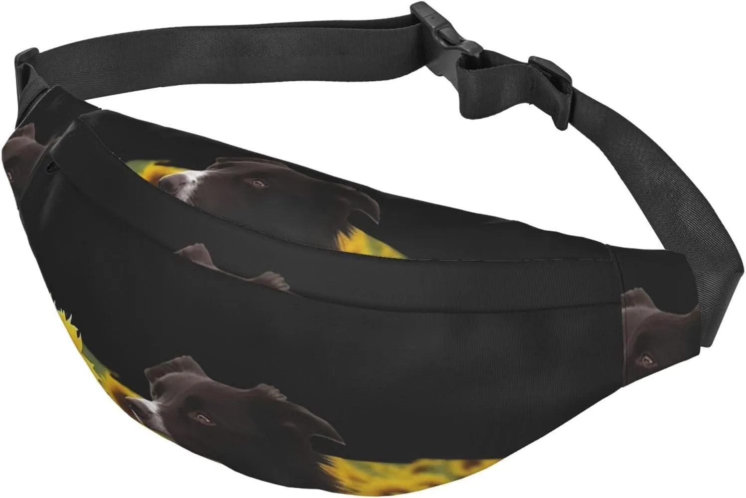 Bumbag Fanny Pack for Women Men Waist Pack Fashion Bum Bag Two Rabbits in Garland Waist Bag for Sport Hiking Travel, Sunflower and Dog, One Size