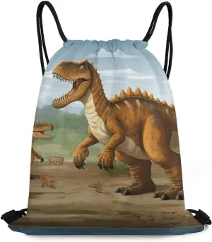 Bundle Pocket, Jurassic Period Dinosaur Print Versatile Sports Bag Travel Drawstring Bag Gym Backpack Lightweight Travel Bag