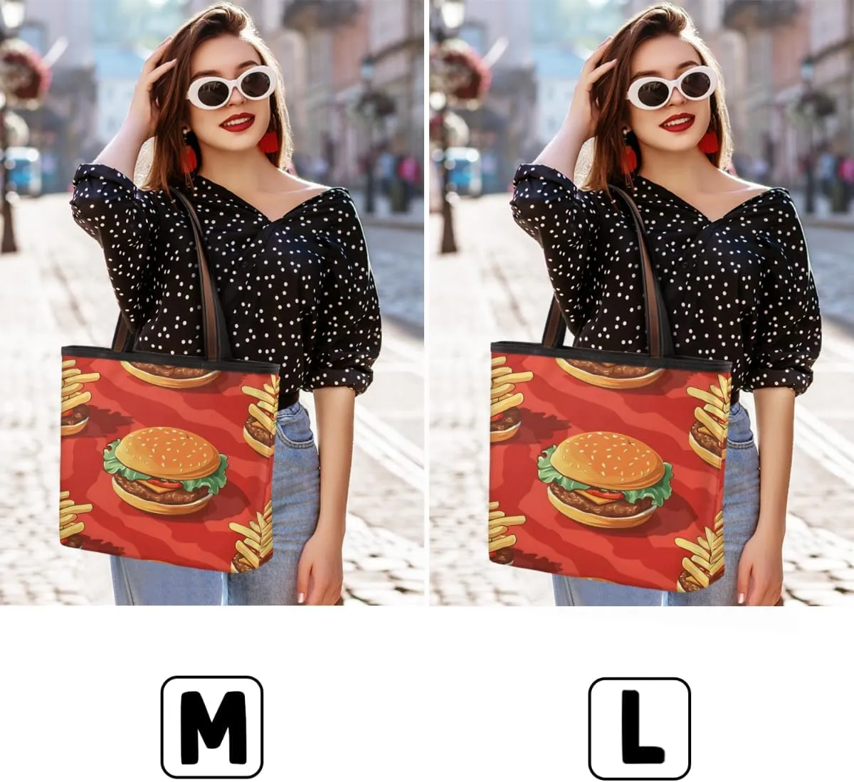 Burger Food Patterns Tote Bag Tote Purse for Women with Zipper Womens Handbags for Work Travel