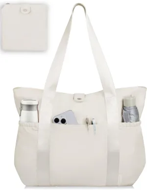 Buringer HOMESPON Large Foldable Beach Tote Bag for Women with Zipper Waterproof Handbag for Travel Shopping Gym Vacation