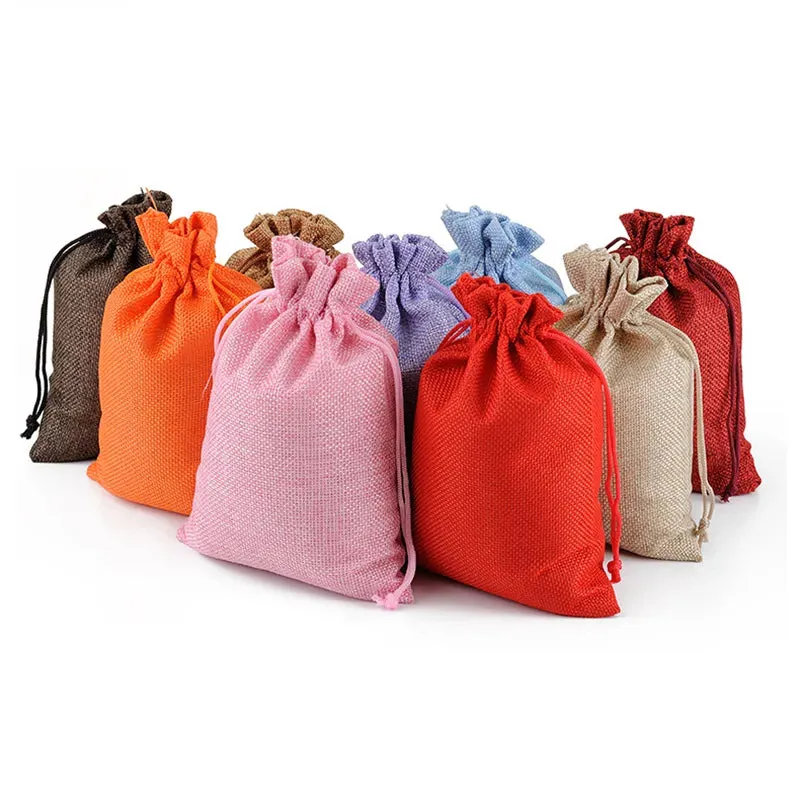 Burlap Jute Drawstring Bags Coffee - 7 Sizes
