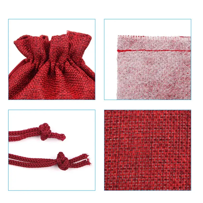Burlap Jute Drawstring Bags Orange - 7 Sizes