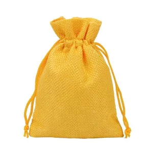 Burlap Jute Drawstring Bags Yellow - 7 Sizes