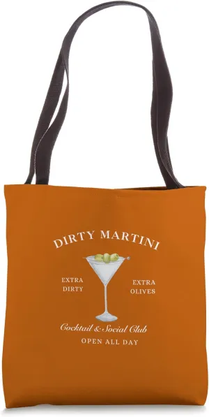 Burnt Orange Dirty Martini Social Club Tote Bag
