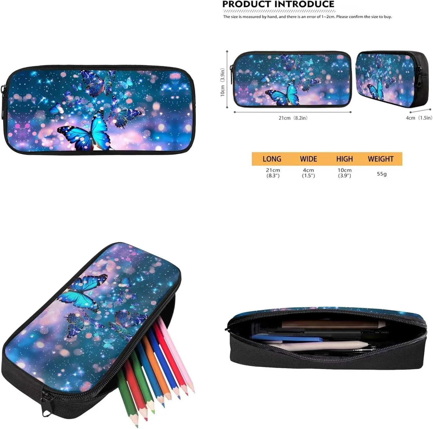 Butterflies Cute Middle School Backpacks for Girls Backpack for Kids Boys Elementary School Insulated Lunch Box Pencil Case Teen Girls Kids Travel Bags Sets School Backpack