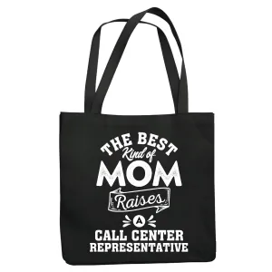 Call Center Representative Mom Gift for Mothers Day Best Kind of Mom Navy Black Multicolor Canvas Tote Bag