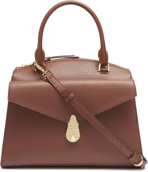 Calvin Klein Lock Daytona Leather Medium Statement Satchel