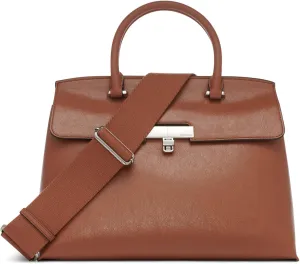 Calvin Klein Women's Becky Turn Lock Satchel – 2 in 1, Vegan Leather, 3 Pockets