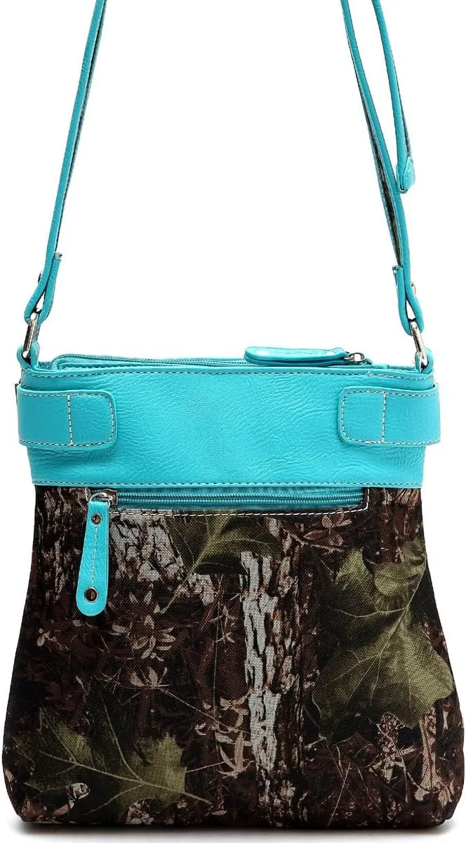 Camouflage Rhinestone Cross Pistol Buckle Western Crossbody Handbags Cowgirl Country Studded Purse Women Single Shoulder Bag