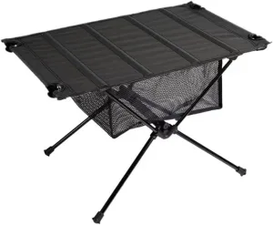 Camping Table with Folding Legs and Mesh Storage Basket Lightweight Portable Grill Accessories for Outdoor Backpacking Hiking and Travel