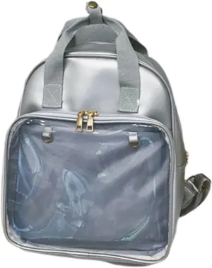 Candy Color PVC for Shoulder Straps Spacious Design for Books Stylish Travel Satchel Bag Grey for Students and Everyday Use