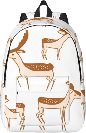 Canvas Casual Backpack Laptop Bag Suitable for Travel Office Outdoor Sports Men and Women Cute Elk