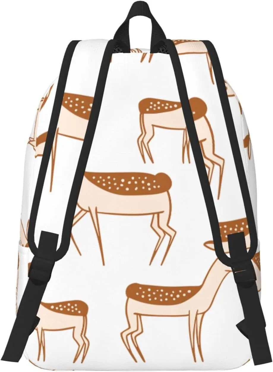 Canvas Casual Backpack Laptop Bag Suitable for Travel Office Outdoor Sports Men and Women Cute Elk
