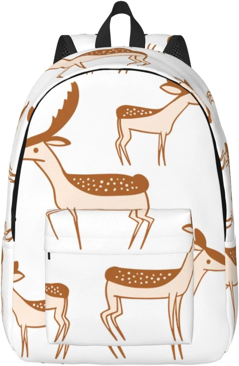 Canvas Casual Backpack Laptop Bag Suitable for Travel Office Outdoor Sports Men and Women Cute Elk