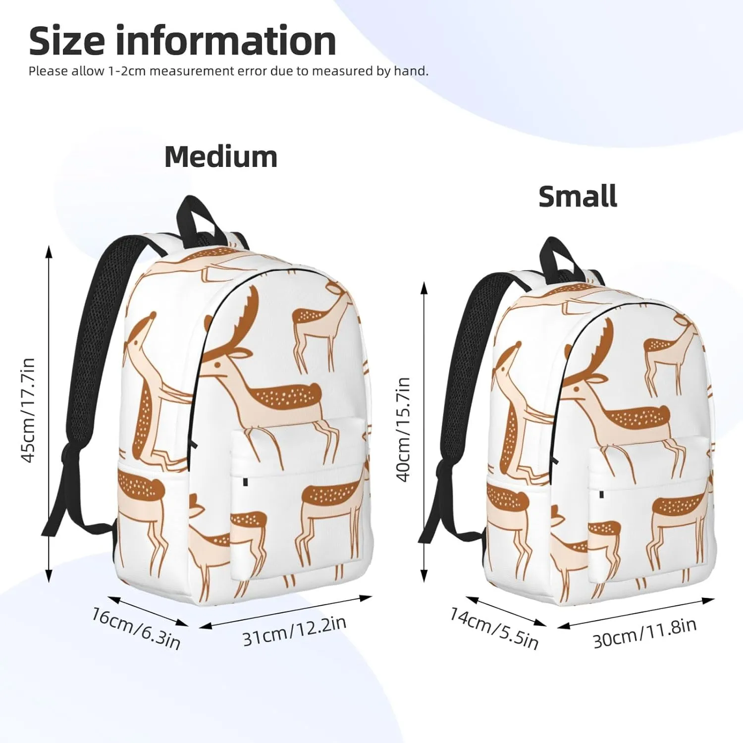 Canvas Casual Backpack Laptop Bag Suitable for Travel Office Outdoor Sports Men and Women Cute Elk