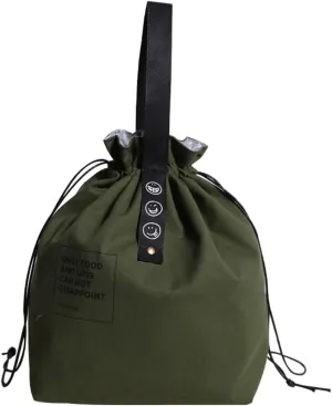 Canvas Drawstring Lunch Bag Insulated Lunch Bento Tote Bag Reusable Lunch Bag with Handle and Drawstring Closure for Women Work Picnic or Travel (COLOR1)