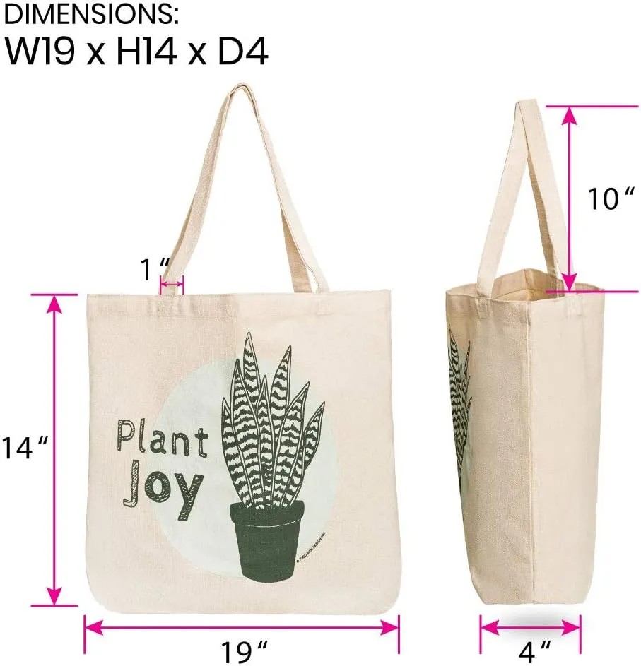 Canvas Tote Bag, Animal Design, Heavy Duty Gusseted, 100% Natural Cotton, for Shopping, Grocery, Laptop (T-JOY)