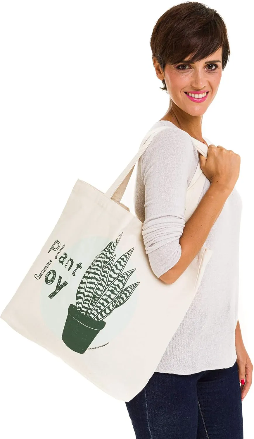 Canvas Tote Bag, Animal Design, Heavy Duty Gusseted, 100% Natural Cotton, for Shopping, Grocery, Laptop (T-JOY)