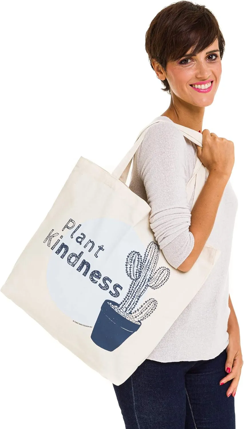 Canvas Tote Bag, Animal Design, Heavy Duty Gusseted, 100% Natural Cotton, for Shopping, Grocery, Laptop (T-KIND)