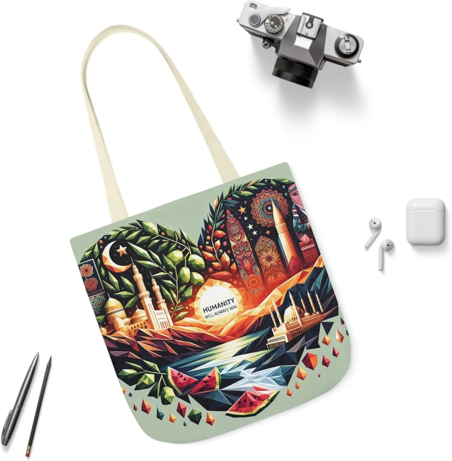 Canvas Tote Bag, Free Palestine Humanity Wins Heart Design, Activism Shoulder Handbag, Protest Shopping Purse, Political