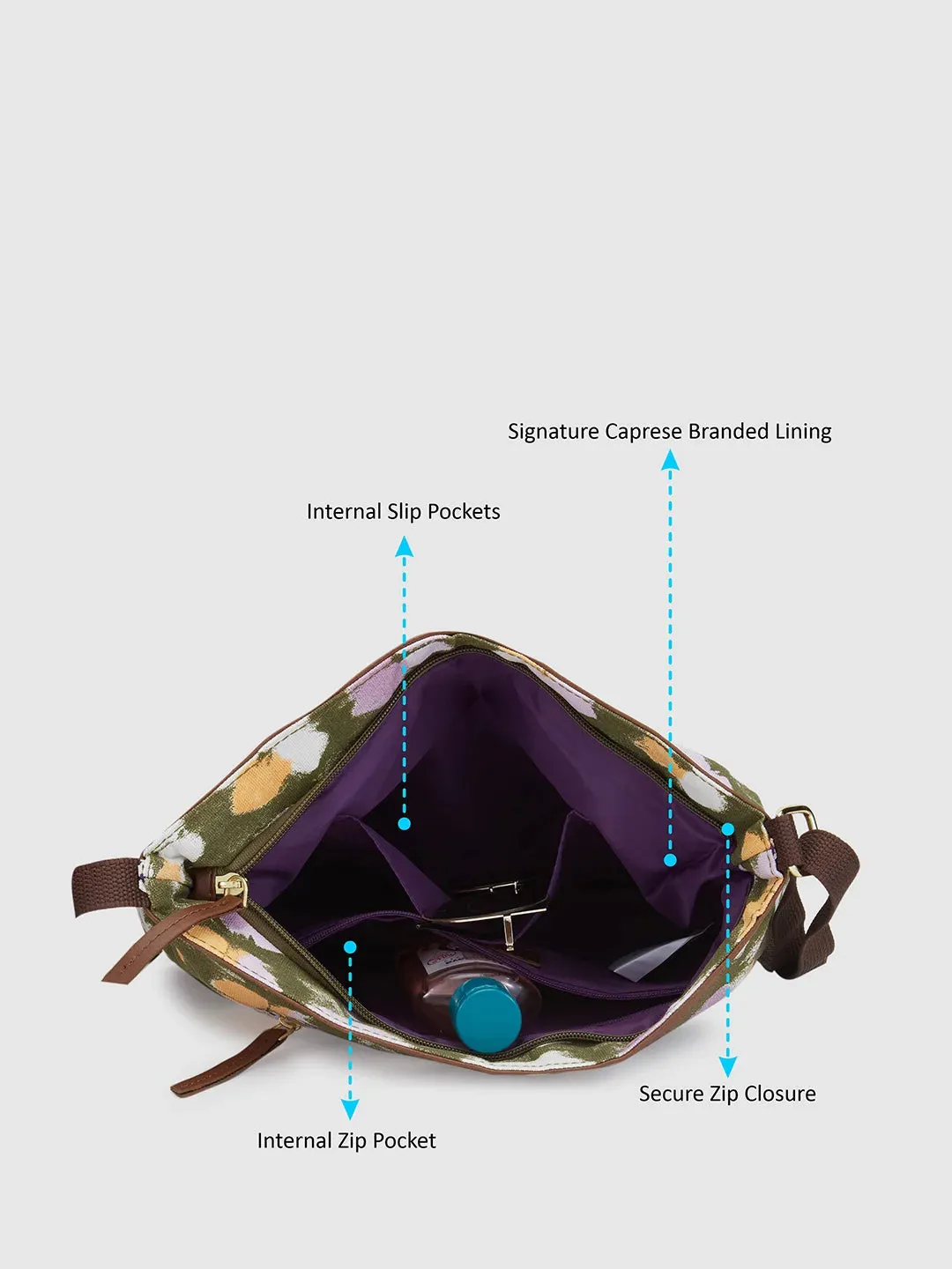 Caprese Enora Large Black Sling Bag