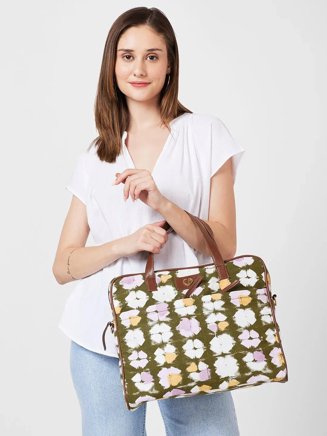 Caprese Enora Large Olive Laptop Bag