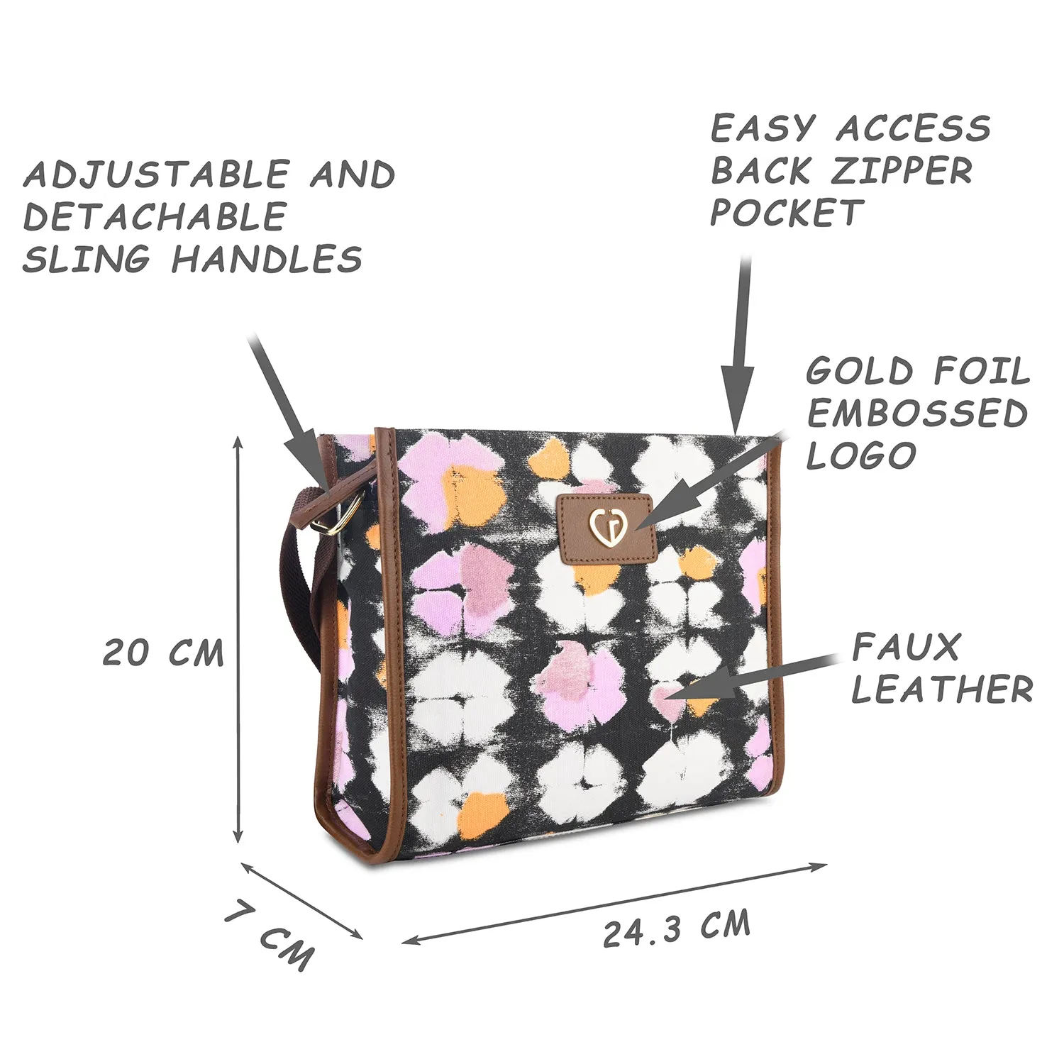 Caprese Enora Medium Black Sling Bag
