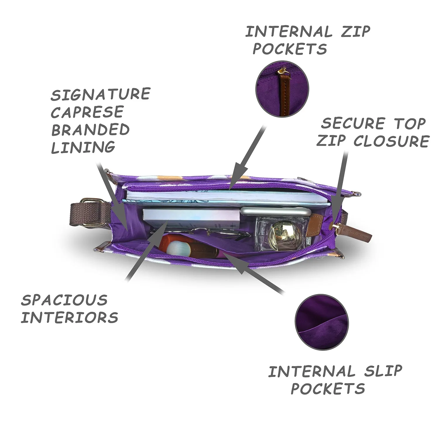 Caprese Enora Medium Purple Sling Bag