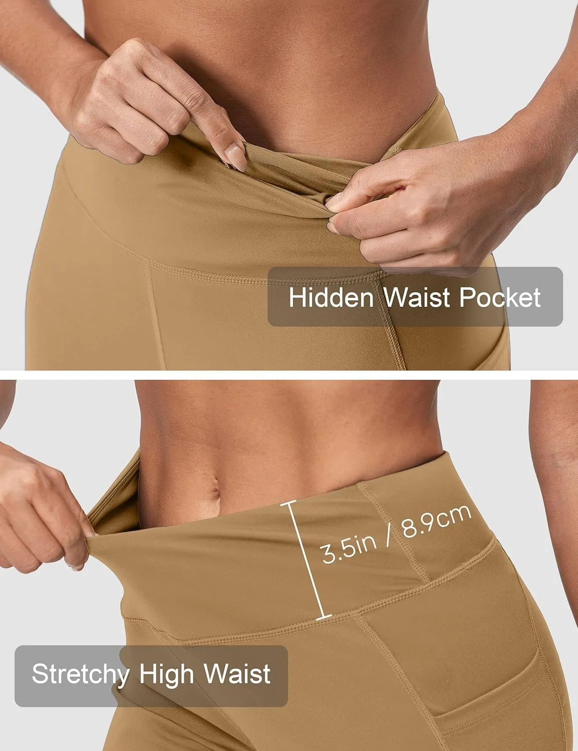 Capri Pants for Women High Waist with Pockets Tummy Control Capri Workout Yoga Pants Loose Straight Leg