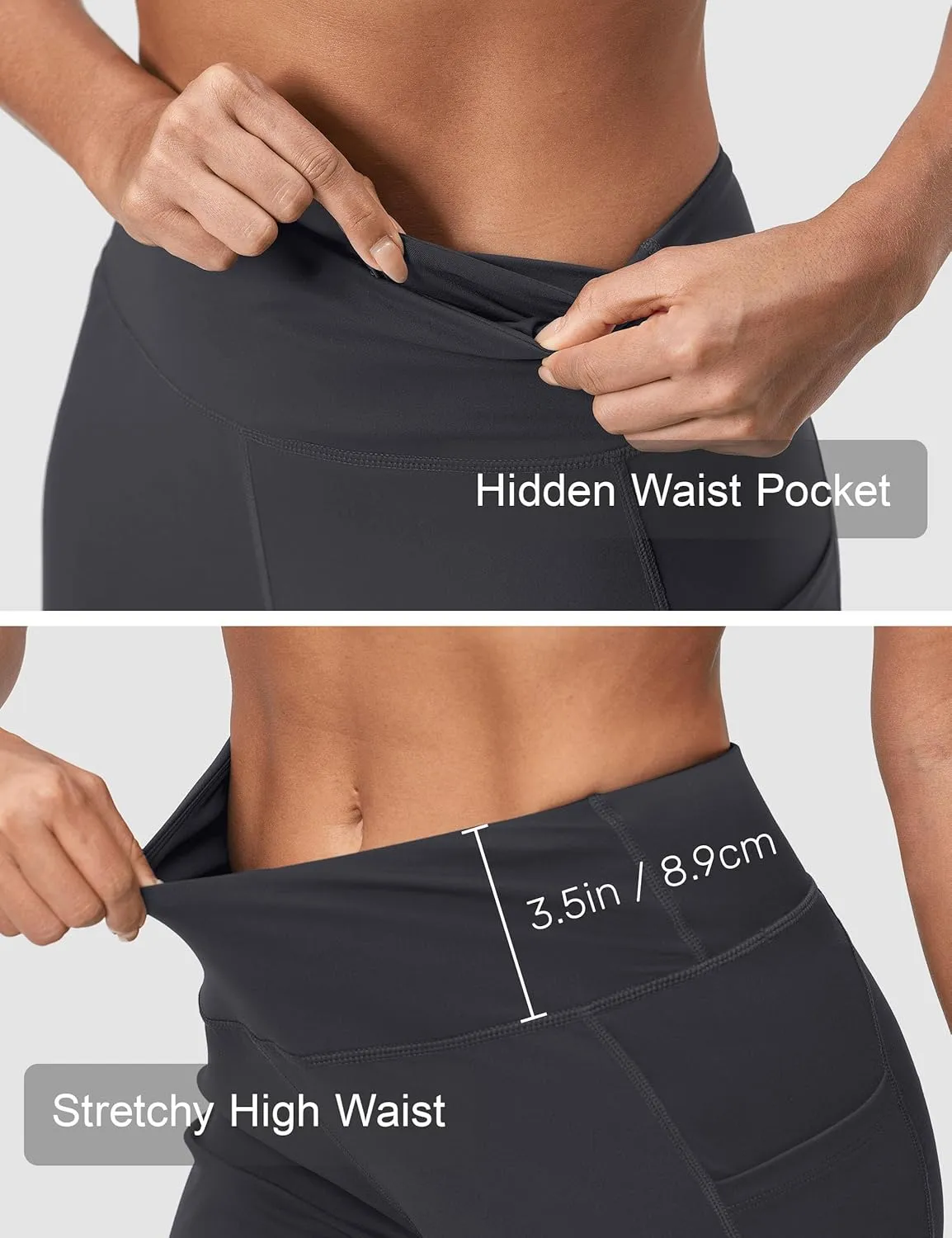 Capri Pants for Women High Waist with Pockets Tummy Control Capri Workout Yoga Pants Loose Straight Leg