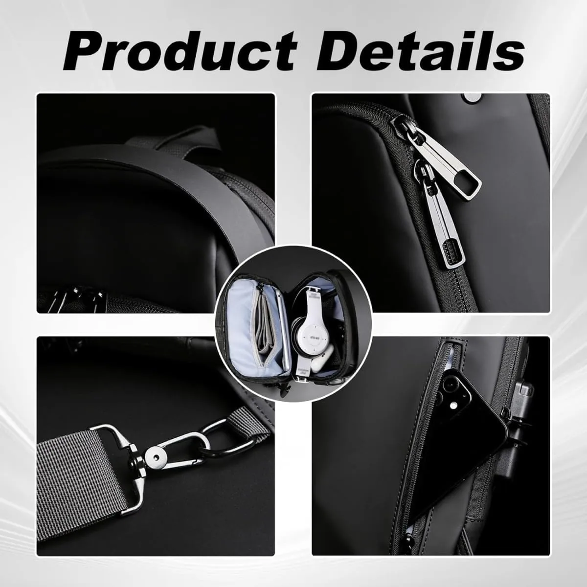Carbon Fiber Streamline Anti-theft Sling Bag - 2025 New USB Charging Sport Sling, Waterproof Shoulder Backpack (Black and Brown)