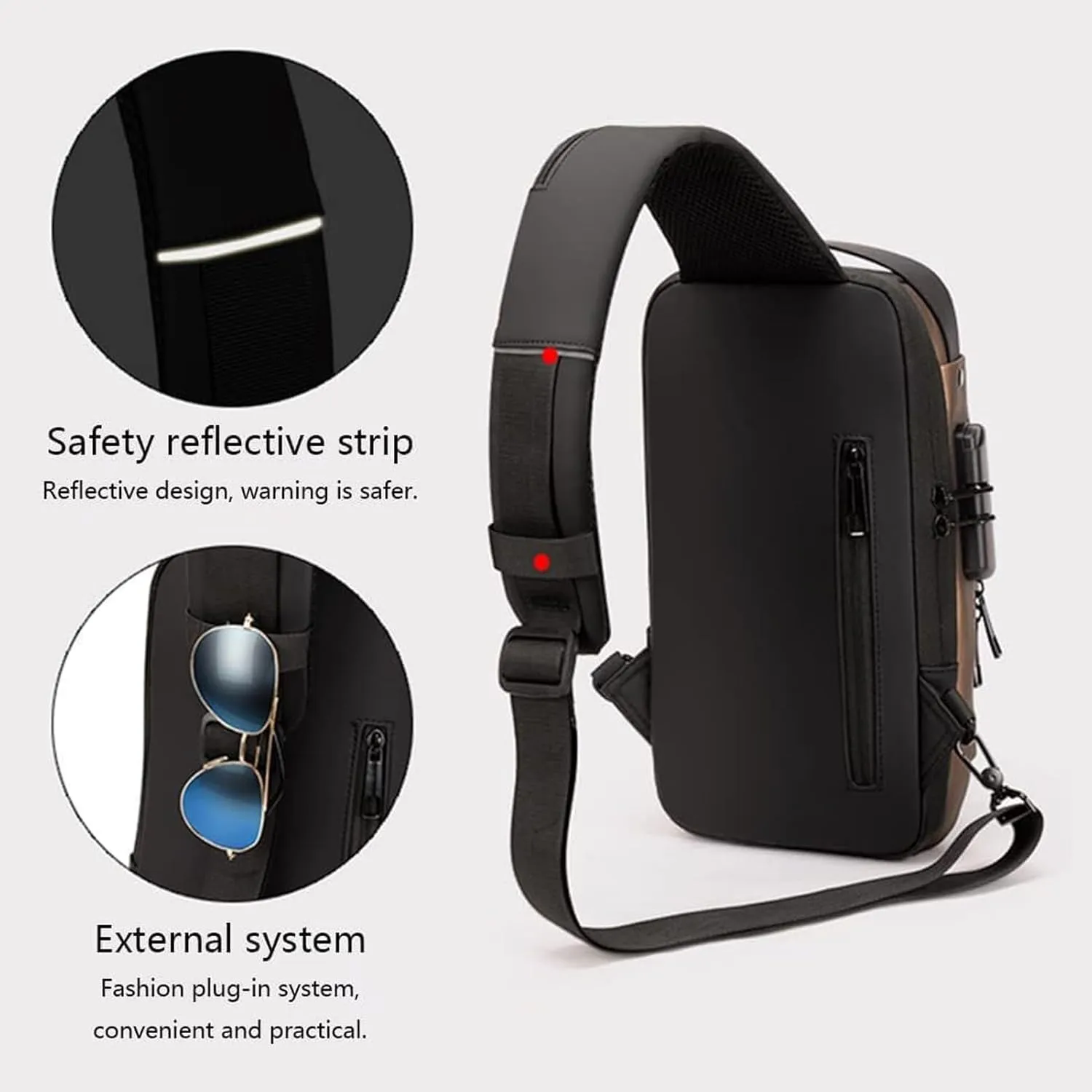 Carbon Fiber Streamline Anti-theft Sling Bag, USB Charging Sport Sling Anti Theft Shoulder Bag, Waterproof Shoulder Backpack (Black)