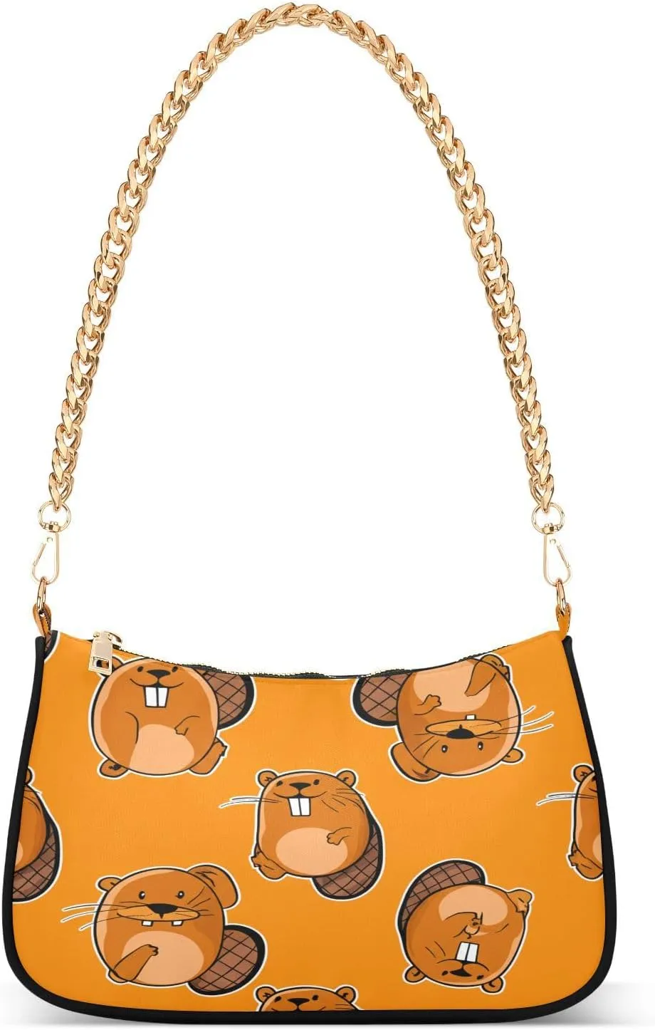 Cartoon Beavers Orange Women's Shoulder Bag, Womens Shoulder Bags Crossbody