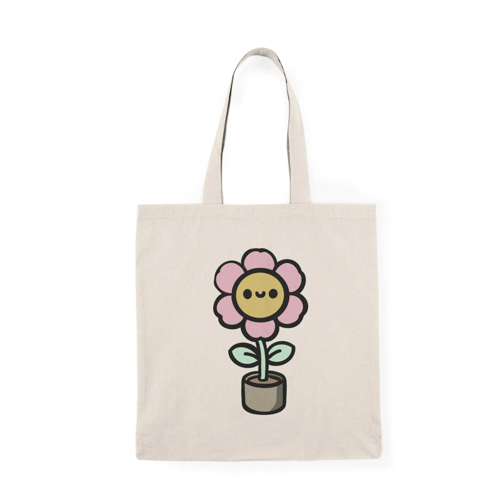 Cartoon Flower in a Pot Tote Bag – Eco-Friendly Design