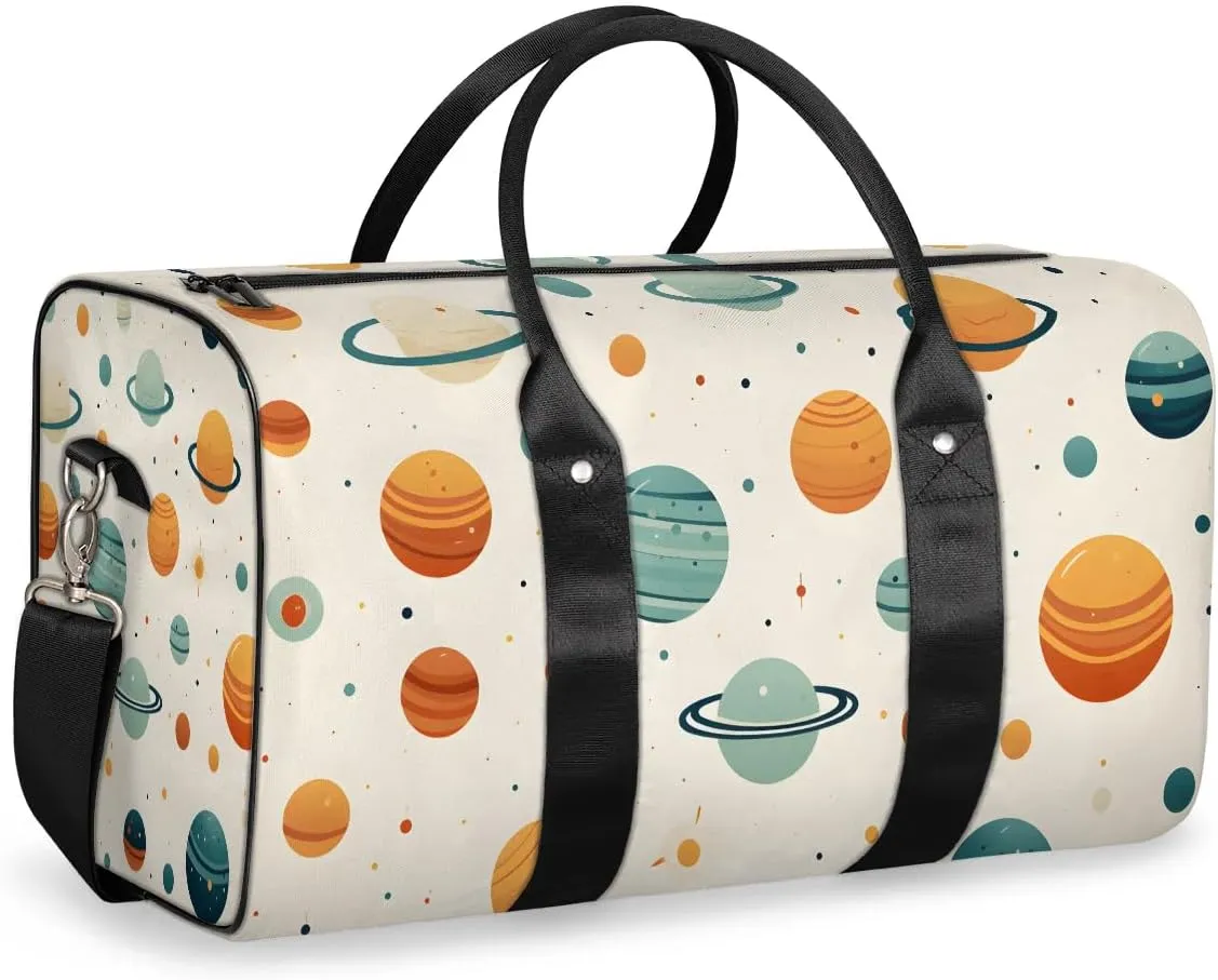 Cartoon Galaxy Moon Travel Duffel Bag for Women Men Waterproof Foldable Overnight Weekender Bag Large Capacity Sports Gym Bag