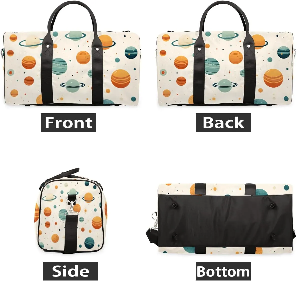 Cartoon Galaxy Moon Travel Duffel Bag for Women Men Waterproof Foldable Overnight Weekender Bag Large Capacity Sports Gym Bag