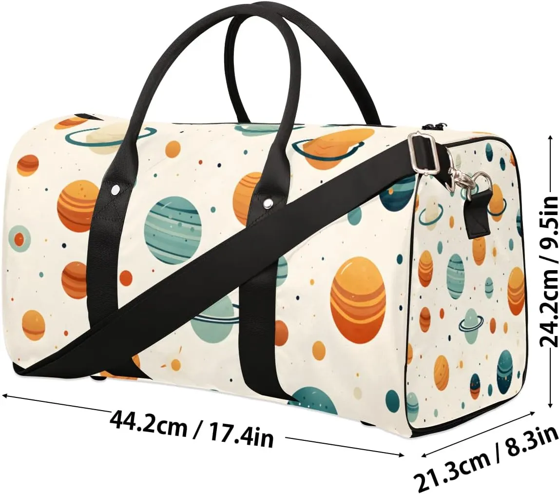 Cartoon Galaxy Moon Travel Duffel Bag for Women Men Waterproof Foldable Overnight Weekender Bag Large Capacity Sports Gym Bag