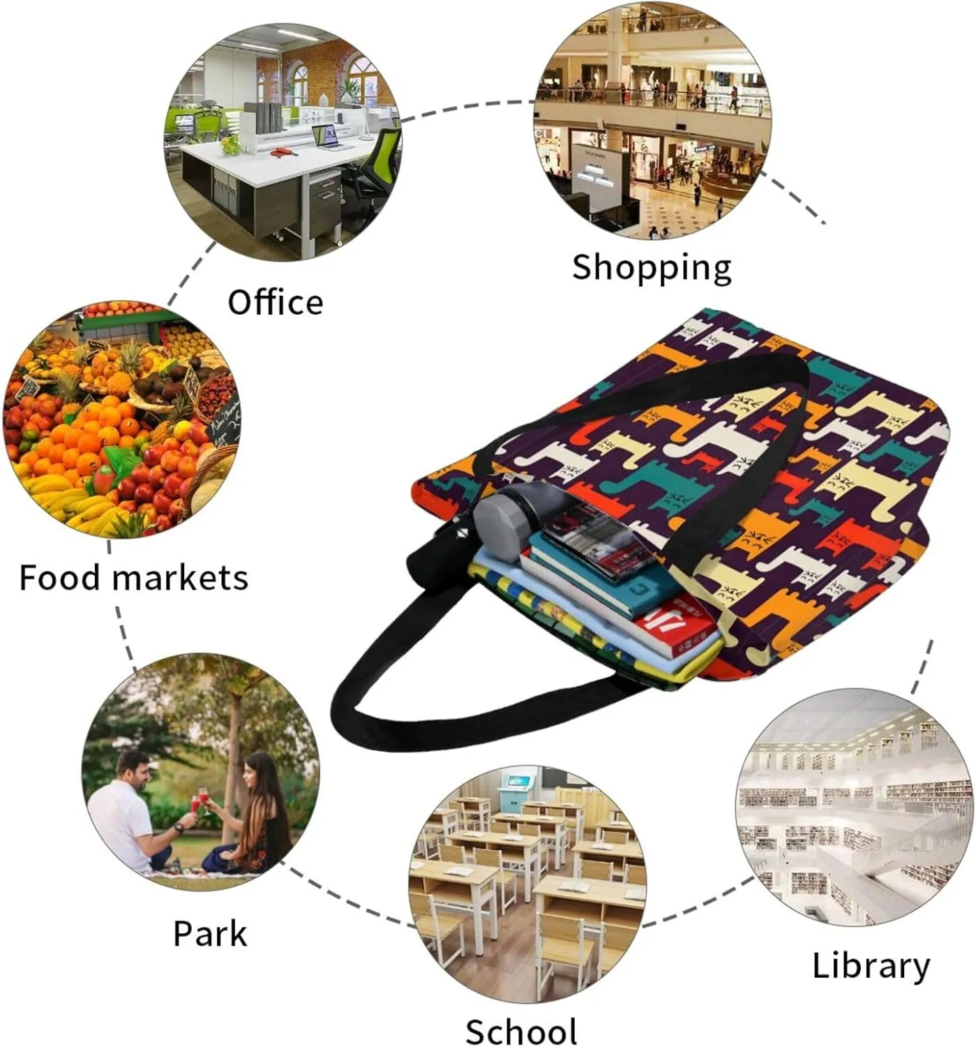 Cartoon Medicine Pattern Print Shoulder Tote Bag Women'S Large Size Handbag Casual Tote Shopping Bag For Women Fashion Travel